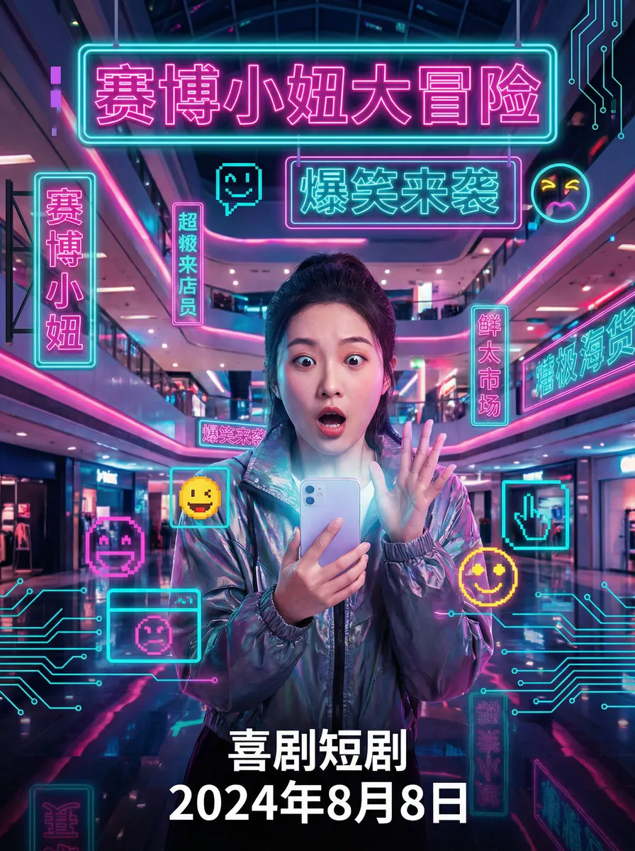 用我的手指搅乱未增删翻译观看 搞笑喜剧短剧 - 赛博小妞大冒险海报